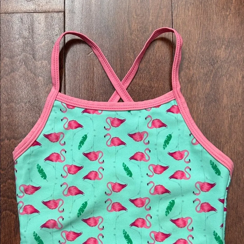 Leveret Kids One Piece Swimsuit - Pink Flamingos, UPF 50+, 3 Years
